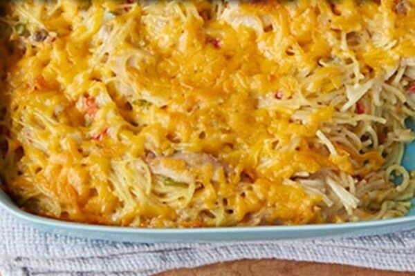 Ree’s Chicken Spaghetti, homemade and freshly served