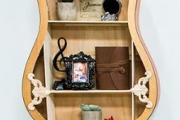 Finished Repurposed DIY Guitar Shelf, a completed DIY project