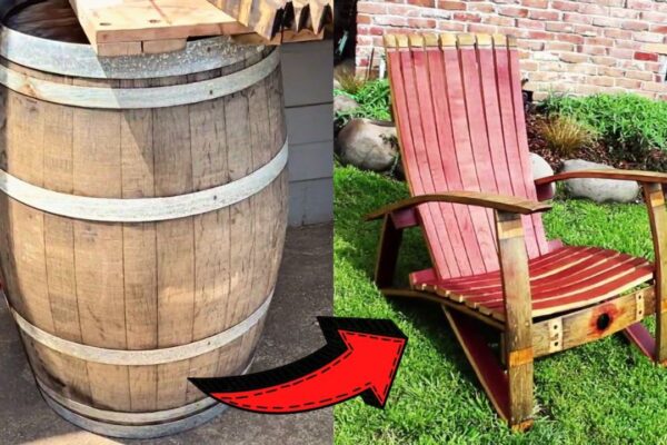 Repurposed DIY Wine Barrel Chair, homemade and freshly served