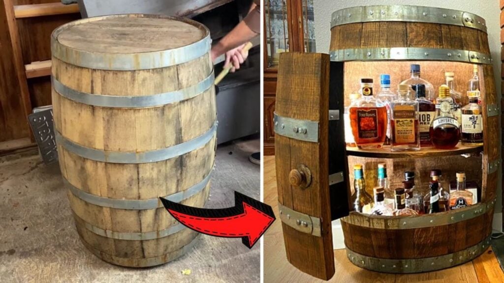 How To Build A Cabinet Using An Old Wine Barrel, homemade and freshly served