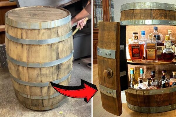 How To Build A Cabinet Using An Old Wine Barrel, homemade and freshly served