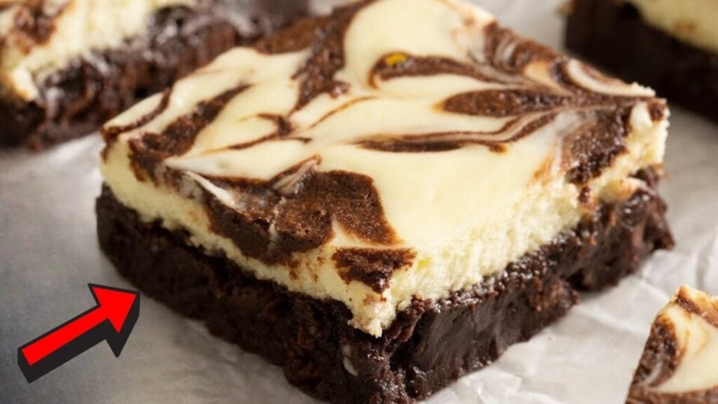 Rich and Fudgy Cheesecake Brownies, homemade and freshly served