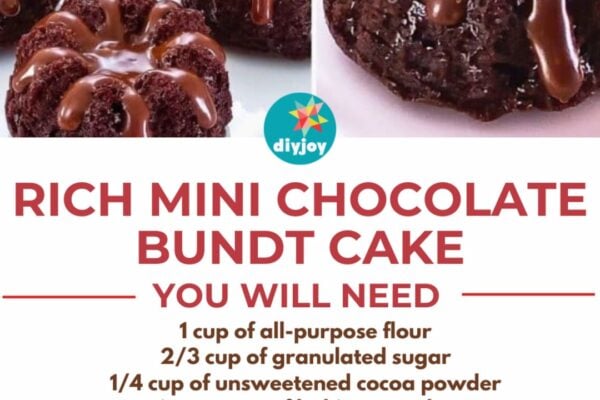 Rich Mini Chocolate Bundt Cake, homemade and freshly served