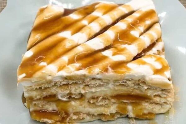 6-Ingredient Ritz Cracker Caramel Icebox Cake, homemade and freshly served