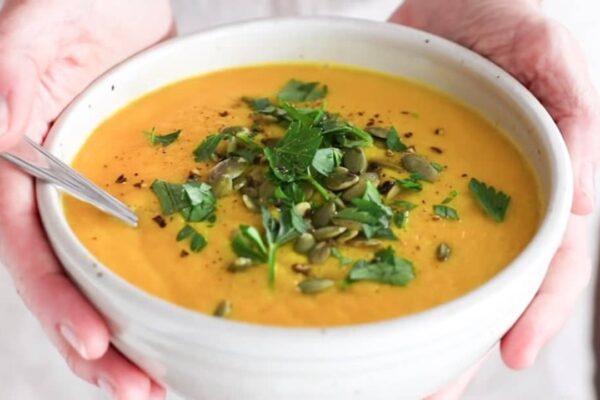 Roasted Butternut Squash Soup, homemade and freshly served