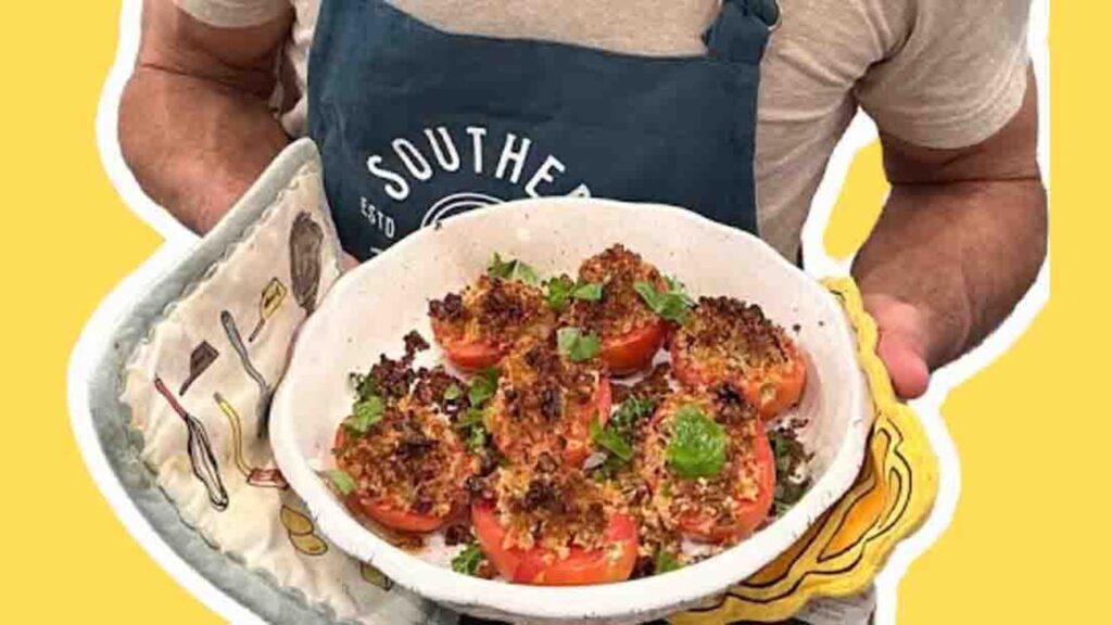 Roasted Lemon-Pecan Tomatoes, homemade and freshly served