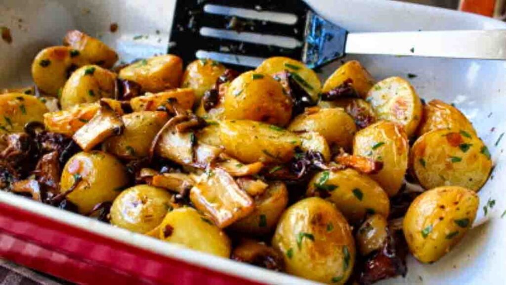 Roasted Mushroom & Potato Salad, homemade and freshly served