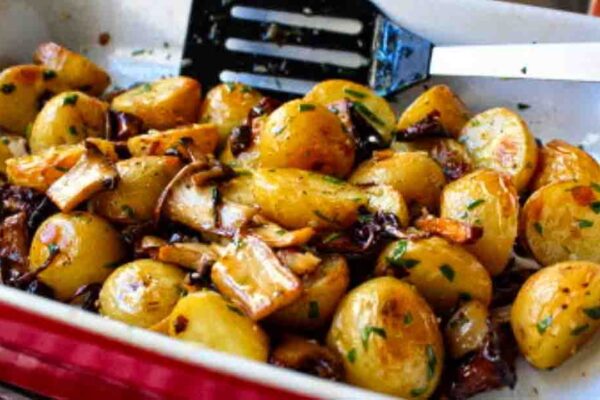 Roasted Mushroom & Potato Salad, homemade and freshly served
