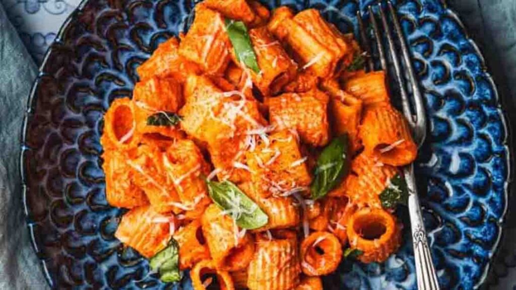 Roasted Red Pepper Pasta, homemade and freshly served