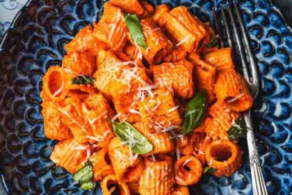 Roasted Red Pepper Pasta, homemade and freshly served