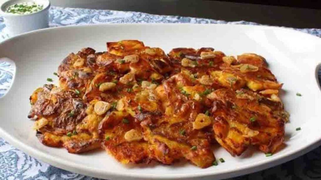 Roasted Smashed Potatoes, homemade and freshly served