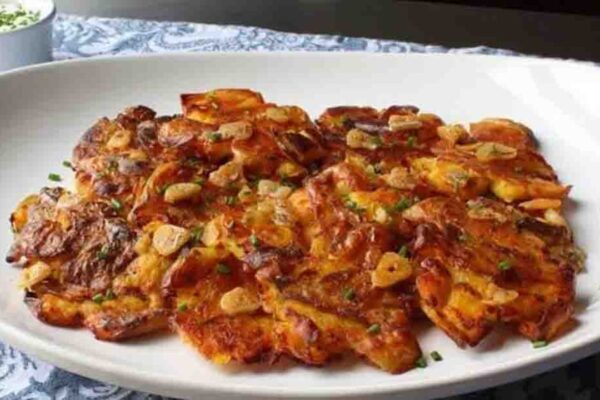 Roasted Smashed Potatoes, homemade and freshly served