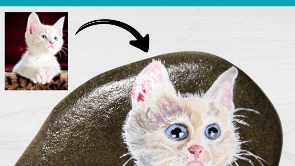 Finished Rock Painting – How To Paint A Cat, a completed DIY project