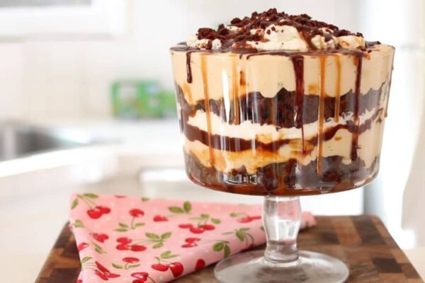 Salted Caramel Brownie Trifle, homemade and freshly served