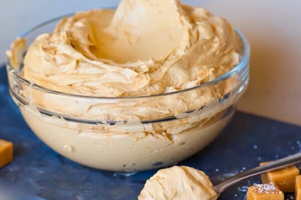 Best-Ever Salted Caramel Buttercream Frosting, homemade and freshly served