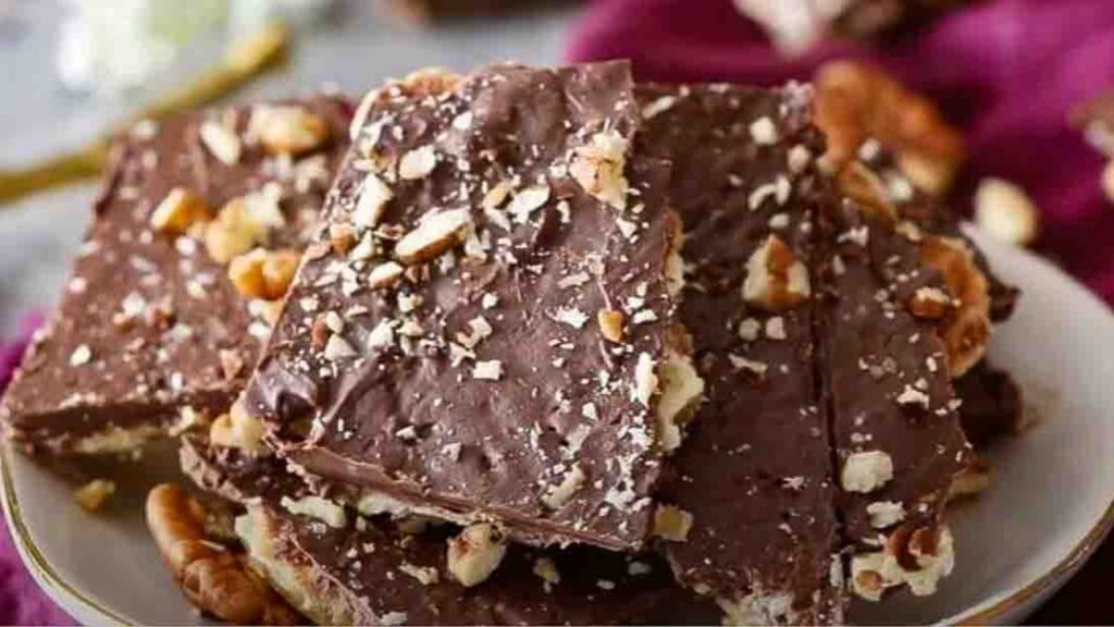 Saltine Cracker Candy, homemade and freshly served