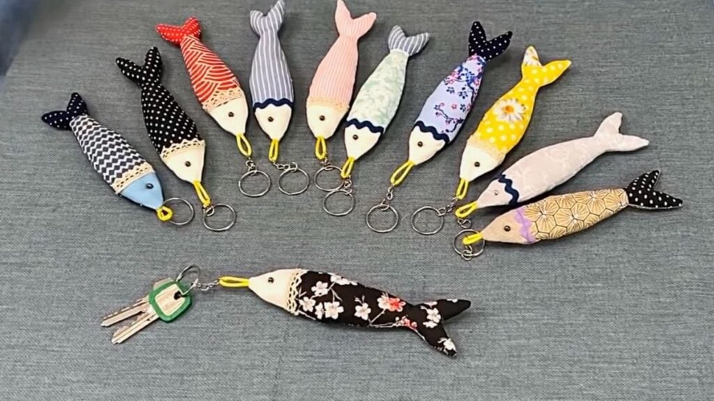 Finished Sardine Keychains From Fabric Scraps, a completed DIY project