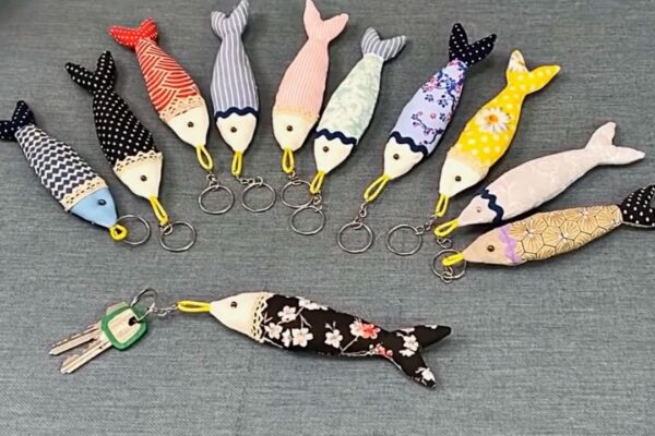 Finished Sardine Keychains From Fabric Scraps, a completed DIY project