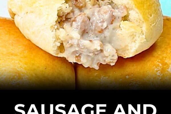 Sausage And Gravy Stuffed Biscuit, homemade and freshly served