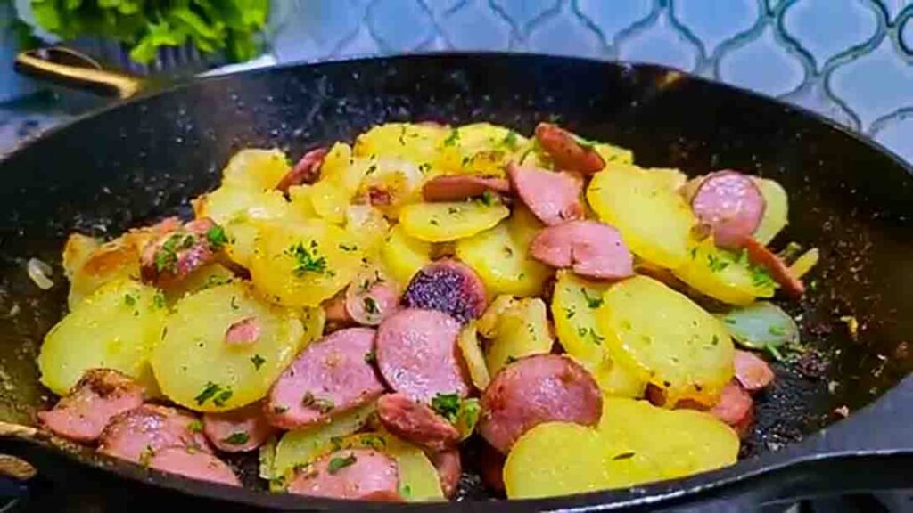 Sausage and Potatoes Skillet, homemade and freshly served