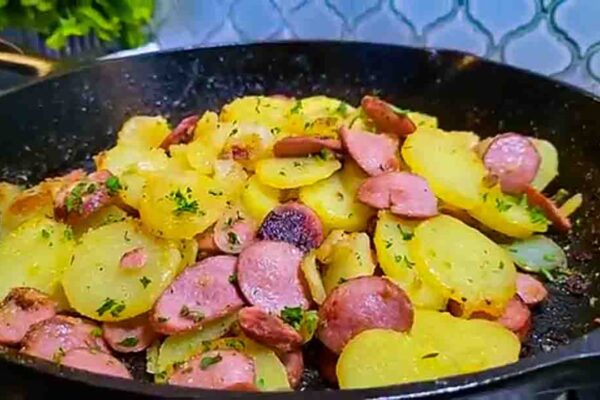 Sausage and Potatoes Skillet, homemade and freshly served