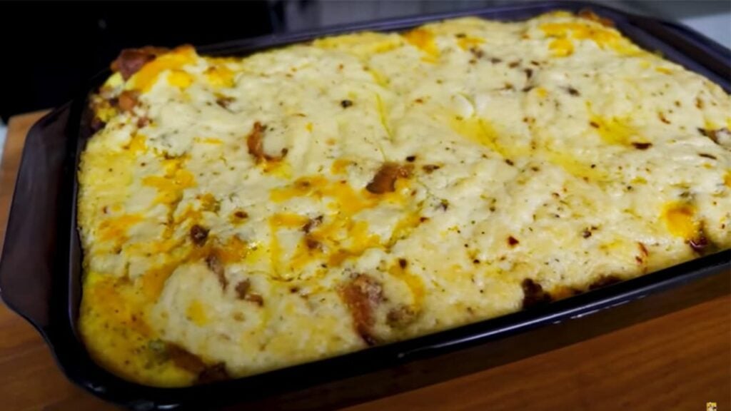 Sausage Biscuit and Gravy Breakfast Casserole, homemade and freshly served