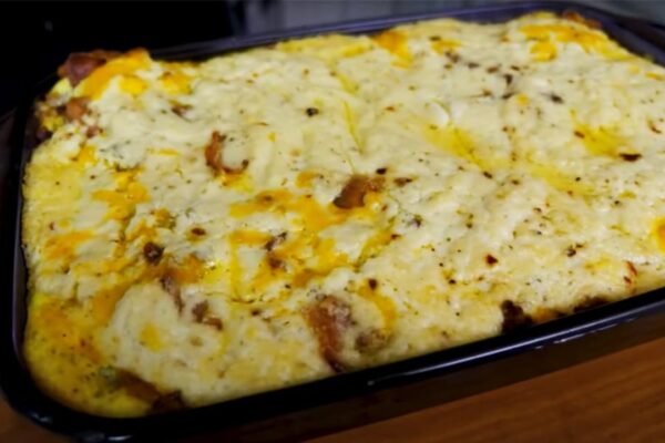Sausage Biscuit and Gravy Breakfast Casserole, homemade and freshly served