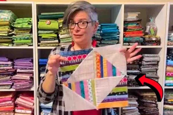 Finished Scrappy Split Stripe Quilt Block, a completed DIY project