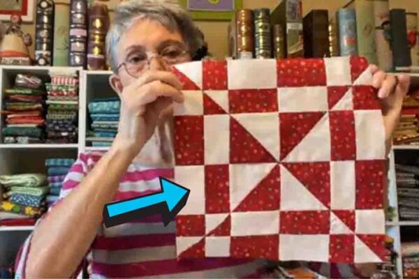 Finished Shattered Pinwheel Quilt Block, a completed DIY project