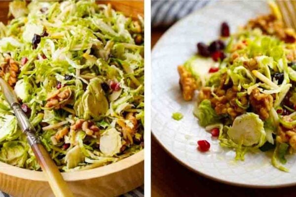 Shaved Brussels Sprouts Salad with Mustard Vinaigrette, homemade and freshly served