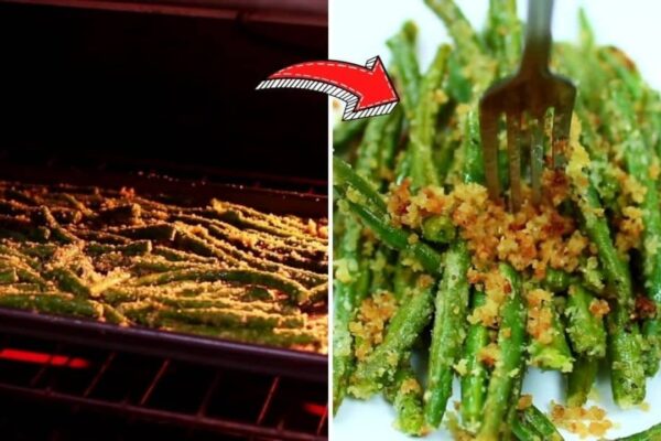 Sheet Pan Garlic Parmesan Roasted Green Beans, homemade and freshly served