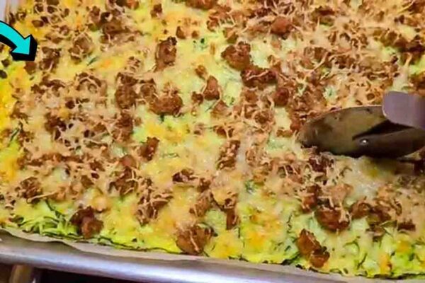 Sheet-Pan Zucchini Casserole, homemade and freshly served