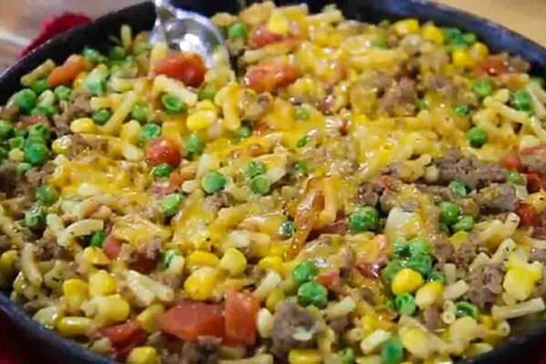 30-Minute Shipwreck Ground Beef Skillet, homemade and freshly served