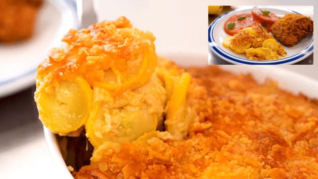 Simple and Quick Squash Casserole, homemade and freshly served