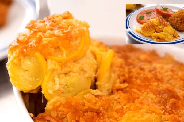 Simple and Quick Squash Casserole, homemade and freshly served