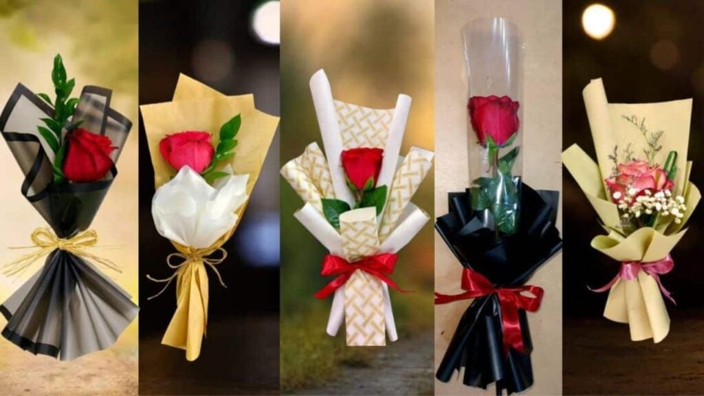 5 Single Rose Wrapping Techniques, homemade and freshly served