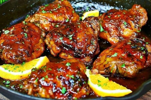 Skillet Orange Honey Glazed Chicken, homemade and freshly served