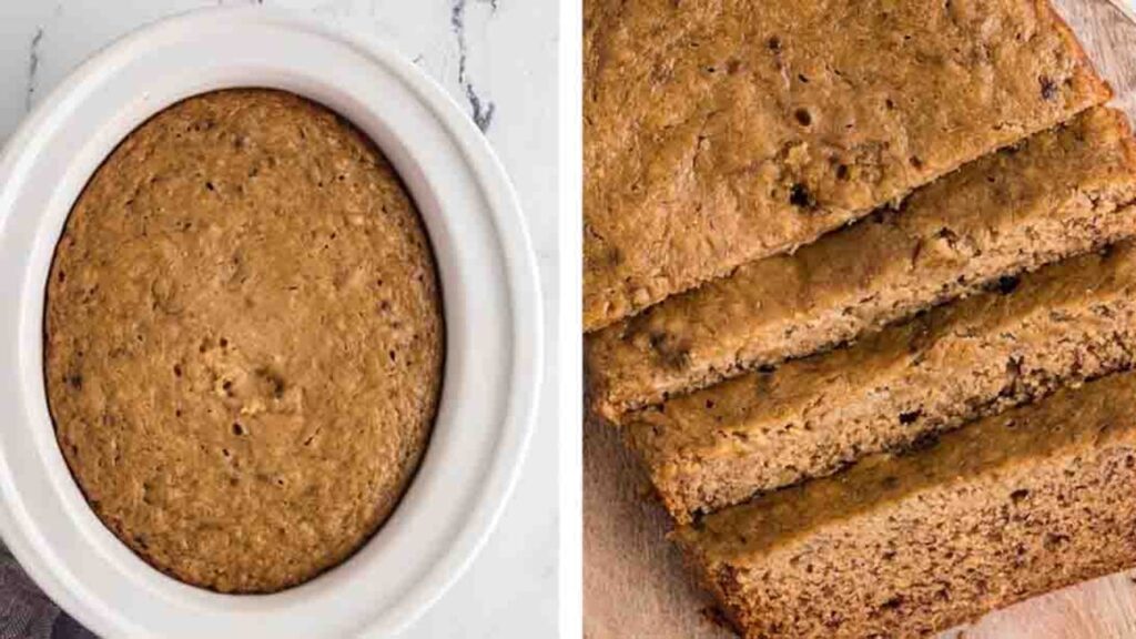 Slow Cooker Banana Bread, homemade and freshly served