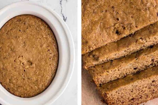 Slow Cooker Banana Bread, homemade and freshly served