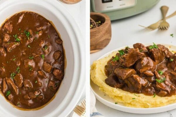 Slow Cooker Beef Tips, homemade and freshly served