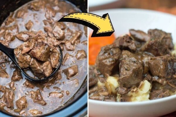 Slow Cooker Beef Tips With Gravy, homemade and freshly served