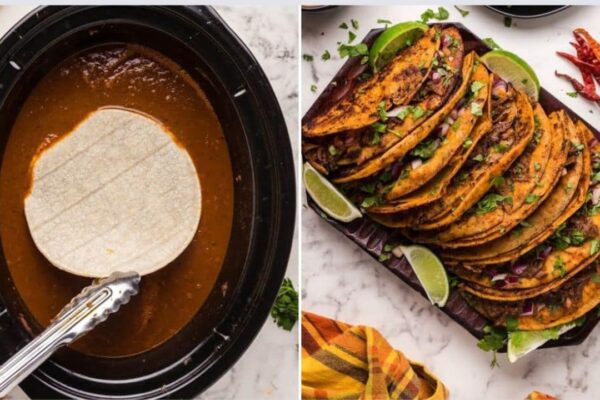 Slow Cooker Birria Beef Tacos, homemade and freshly served