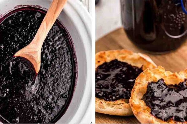 Slow Cooker Blueberry Butter, homemade and freshly served