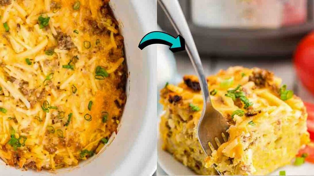 Slow Cooker Breakfast Casserole, homemade and freshly served
