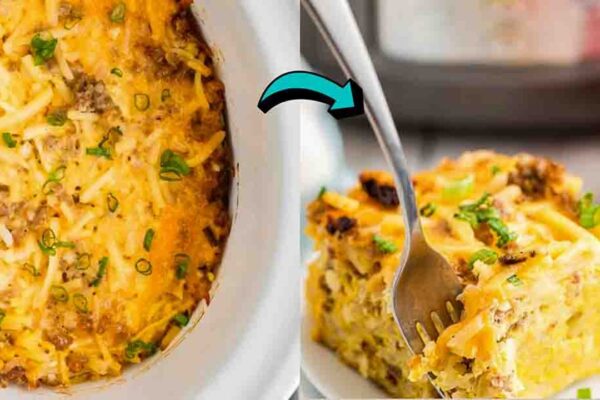Slow Cooker Breakfast Casserole, homemade and freshly served