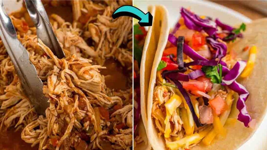 Slow Cooker Chicken Tacos, homemade and freshly served