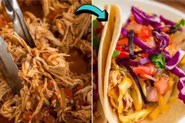 Slow Cooker Chicken Tacos, homemade and freshly served