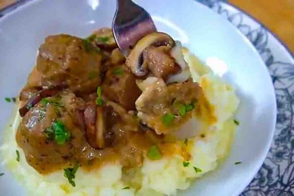 Slow Cooker Meatball Stroganoff, homemade and freshly served