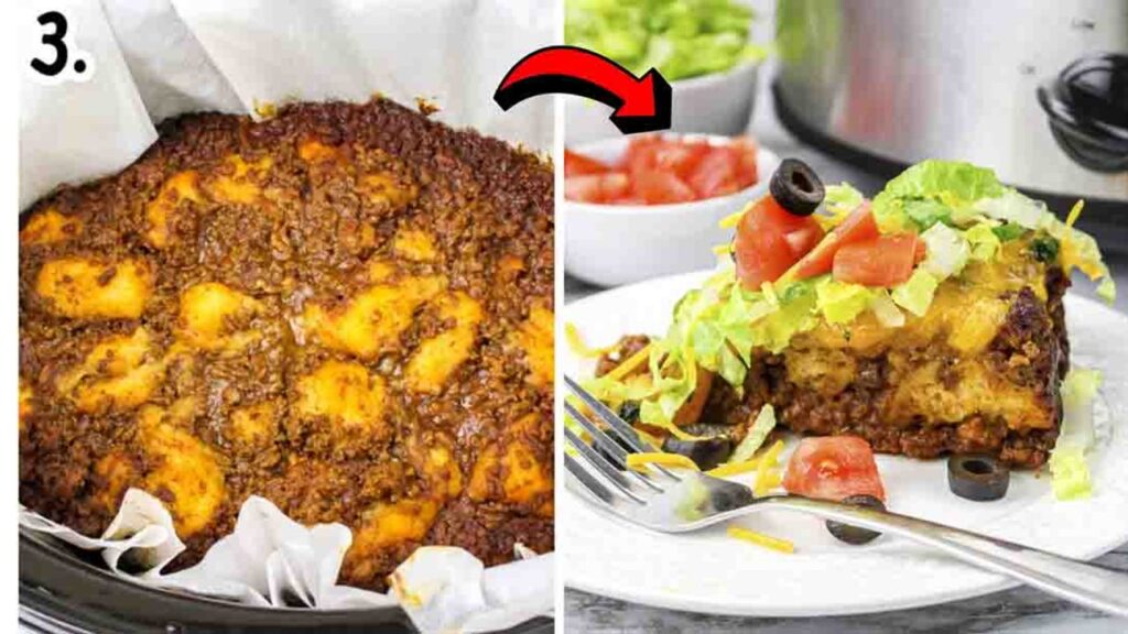 Slow Cooker Mexican Bubble Up Casserole, homemade and freshly served