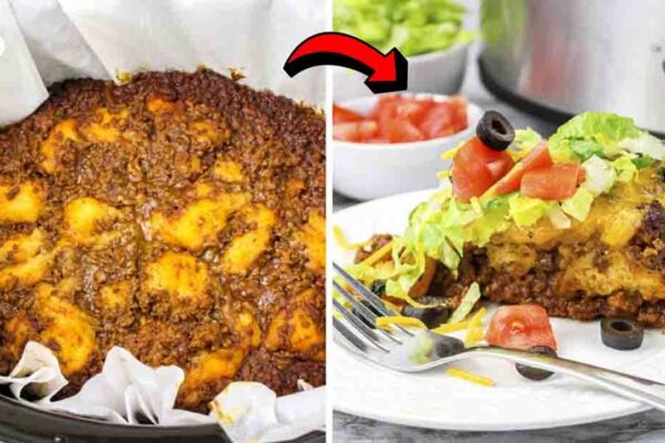 Slow Cooker Mexican Bubble Up Casserole, homemade and freshly served